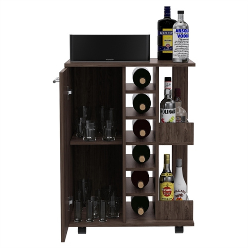 TUHOME Bar Cart Engineered Wood Bar Carts in Brown