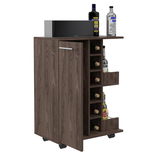TUHOME Bar Cart Engineered Wood Bar Carts in Brown