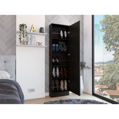 Trent Home Transitional Engineered Wood Shoe Rack in Black