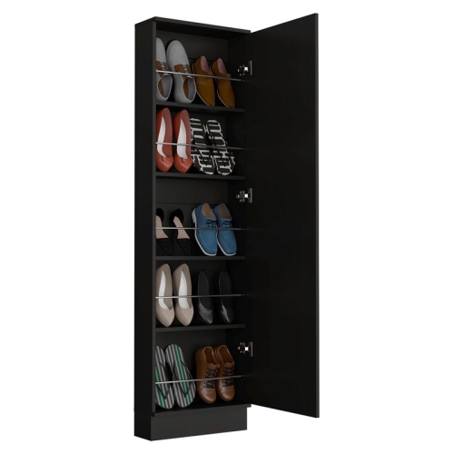 Trent Home Transitional Engineered Wood Shoe Rack in Black