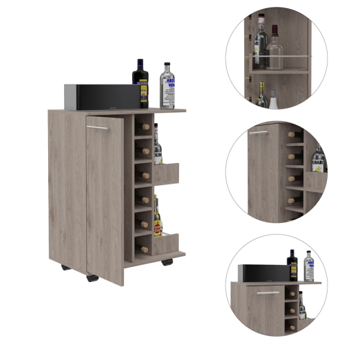 TUHOME Bar Cart Engineered Wood Bar Carts in Beige