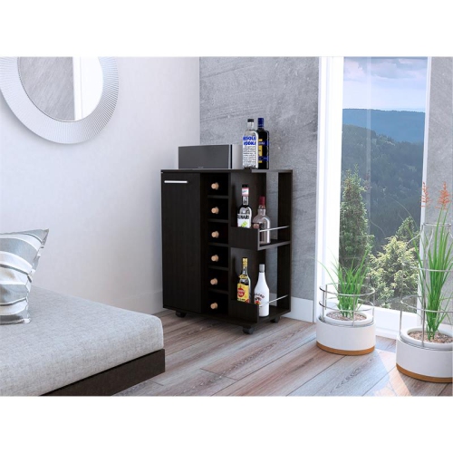 TUHOME Bar Cart Engineered Wood Bar Carts in Black