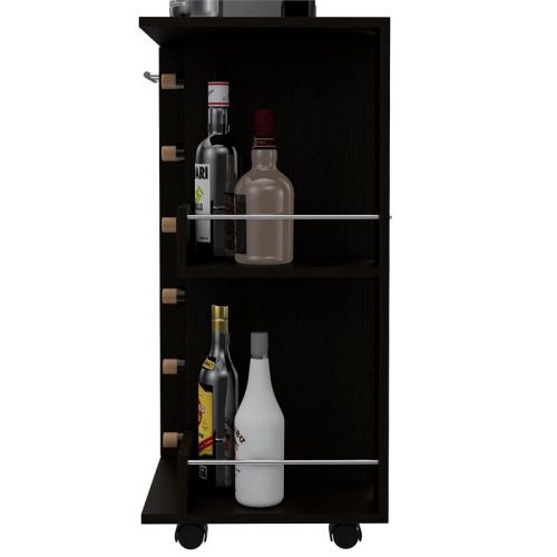 TUHOME Bar Cart Engineered Wood Bar Carts in Black