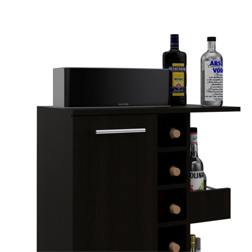 TUHOME Bar Cart Engineered Wood Bar Carts in Black