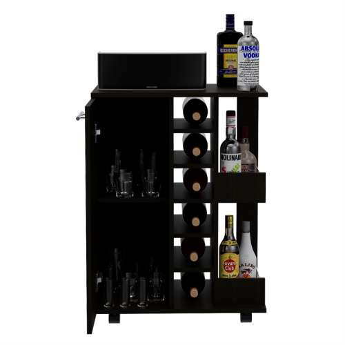 TUHOME Bar Cart Engineered Wood Bar Carts in Black