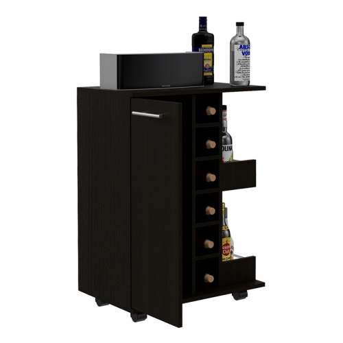 TUHOME Bar Cart Engineered Wood Bar Carts in Black