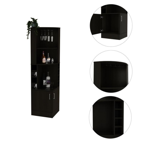 TUHOME Syrah Corner Bar Cabinet in Black