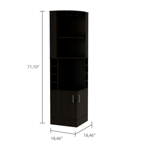 TUHOME Syrah Corner Bar Cabinet in Black