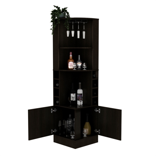 TUHOME Syrah Corner Bar Cabinet in Black