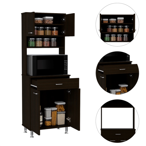 TUHOME Della 60 Kitchen Pantry Engineered Wood Pantries in Black