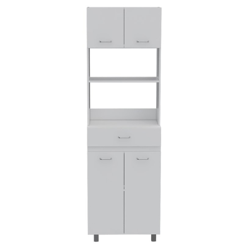 TUHOME Caribe Microwave Cabinet Engineered Wood Pantries in White