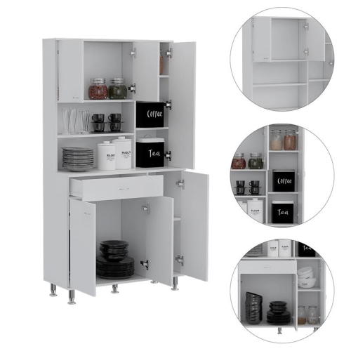 TUHOME Della 90 Kitchen Pantry Engineered Wood Pantries in White