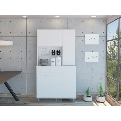 TUHOME Della 90 Kitchen Pantry Engineered Wood Pantries in White