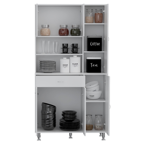 TUHOME Della 90 Kitchen Pantry Engineered Wood Pantries in White