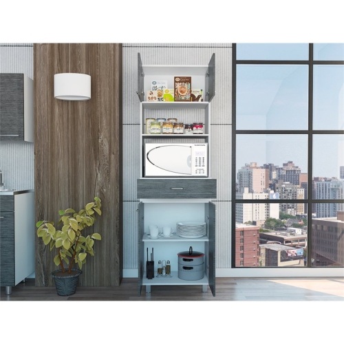 TUHOME Caribe Microwave Cabinet Engineered Wood Pantries in Multi-color