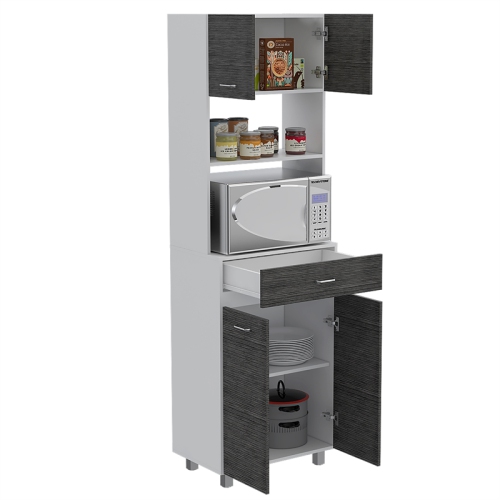 TUHOME Caribe Microwave Cabinet Engineered Wood Pantries in Multi-color