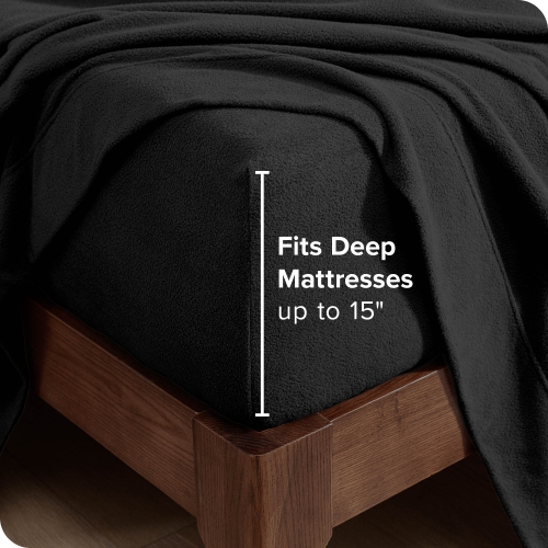 Bare Home Fleece Sheet Set - Plush Polar Fleece, Pill-Resistant Bed Sheets - All Season Warmth, Breathable & Hypoallergenic - Black, Twin XL