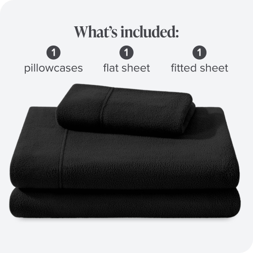 Bare Home Fleece Sheet Set - Plush Polar Fleece, Pill-Resistant Bed Sheets - All Season Warmth, Breathable & Hypoallergenic - Black, Twin