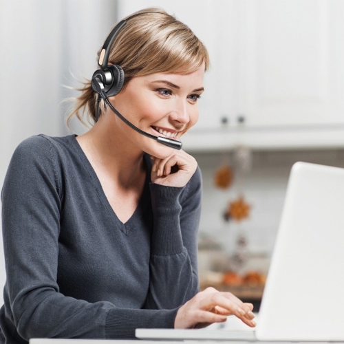 axGear Mono Office Headphone with Microphone Headset with RJ9 Jack & 3.5mm Connector