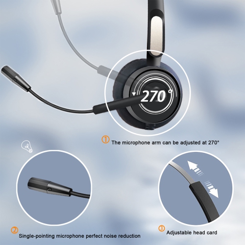 axGear Mono Office Headphone with Microphone Headset with RJ9 Jack & 3.5mm Connector