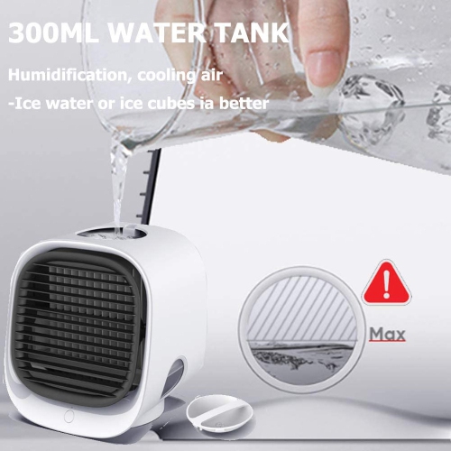 axGear Portable Air Cooler Table Air Conditioner Fan w Icebox Humidifier USB Power