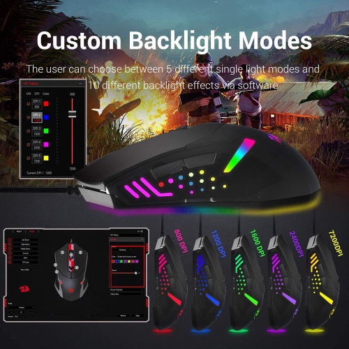 axGear RGB Gaming Mouse USB Wired 6 Buttons Programmable Mouse w/ Weight Tuning Set