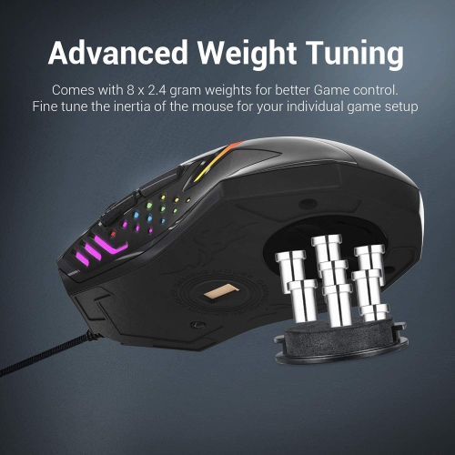 axGear RGB Gaming Mouse USB Wired 6 Buttons Programmable Mouse w/ Weight Tuning Set