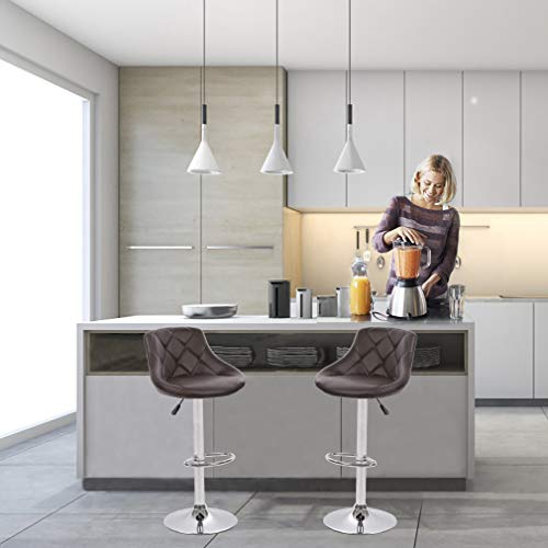 Bar Stools Barstools Swivel Stool Set of 2 Height Adjustable Bar Chairs with Back PU Leather Swivel Bar Stool Kitchen Counter Stools Dining Chairs