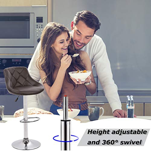 Bar Stools Barstools Swivel Stool Set of 2 Height Adjustable Bar Chairs with Back PU Leather Swivel Bar Stool Kitchen Counter Stools Dining Chairs