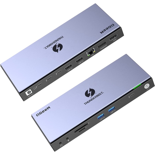 QGeeM 16-in-1 Quadruple Display Docking Station 4K or Single 8K Video Output - Open Box