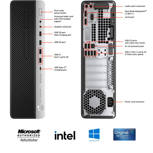 HP EliteDesk 800 G3 Business Desktop - Intel Core i7-6700, 8GB Memory, 1TB SSD, Win 10 Pro + 22" Monitor, Keyboard & Mouse Included by HP - Refurbished condition - Image 3