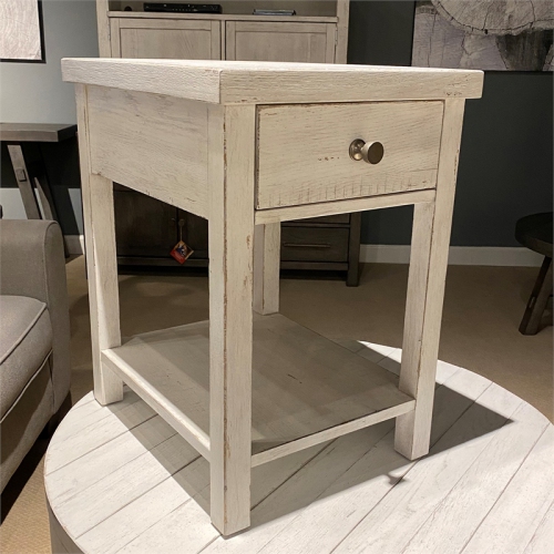 LIBERTY FURNITURE  Modern Farmhouse Drawer Chair Side Table In White