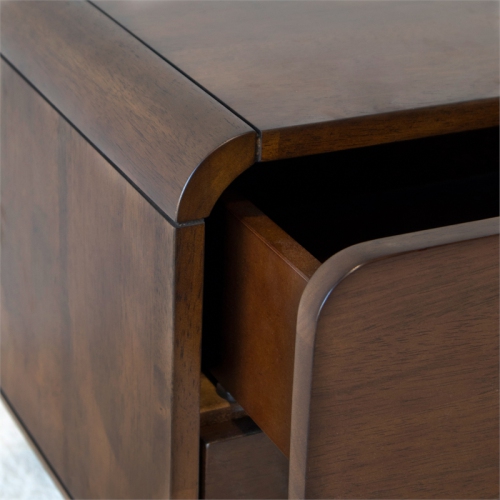 Stafford Mid-Century Modern Rectangular Solid Wood 2-drawer NightStand in Brown