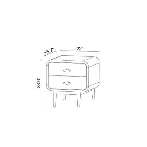 Stafford Mid-Century Modern Rectangular Solid Wood 2-drawer NightStand in Brown