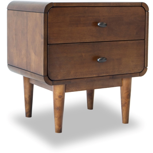 Stafford Mid-Century Modern Rectangular Solid Wood 2-drawer NightStand in Brown
