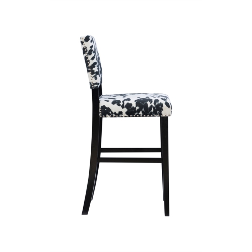 Linon Corey 30" Wood Cow Print Bar Stool in Black