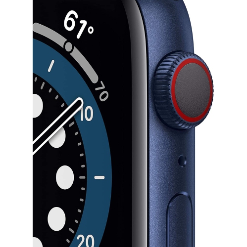 Refurbished Apple Watch Series 6 GPS+ Cellular 44MM Blue Aluminum Case with Black Sport Band
