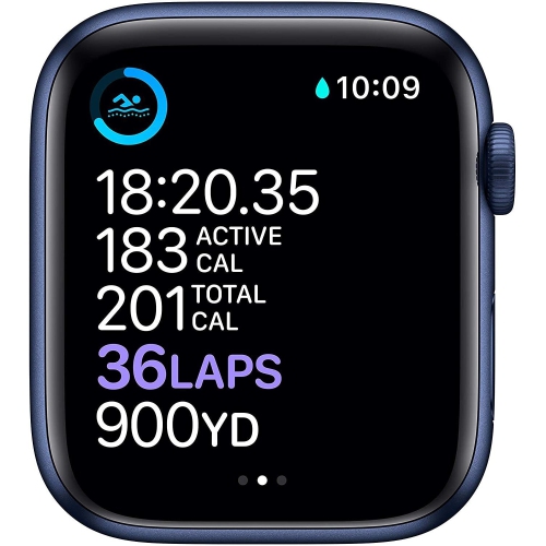 Refurbished Apple Watch Series 6 GPS+ Cellular 44MM Blue Aluminum Case with Black Sport Band