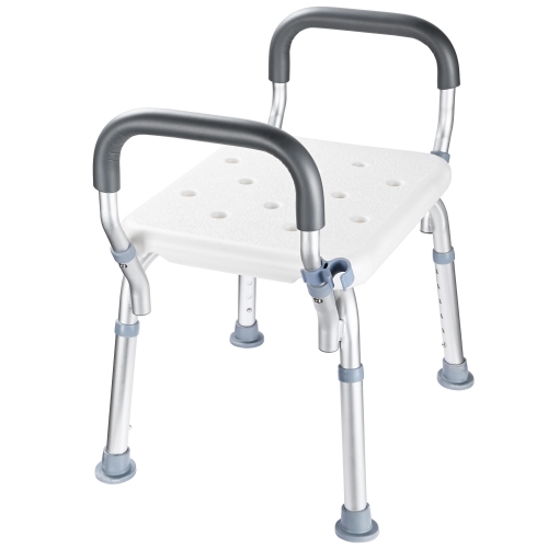 LIVINGbasics Shower Chair with 6-level Adjustable Seat Height, Bath Tub Transfer Bench Safety Seat for Elderly