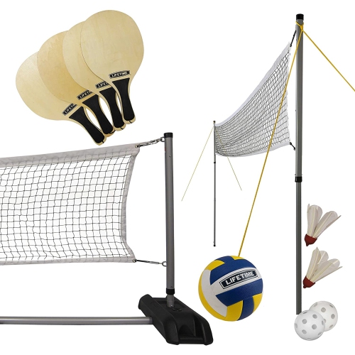 LIFETIME  3 Sport Outdoor Game Set, With Volleyball Net, Badminton, And Paddleball