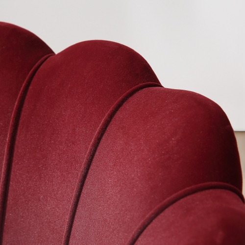 HOMCOM Modern Accent Chair, Velvet-Touch Fabric Leisure Club Chair with Gold Metal Legs for Bedroom, Wine Red