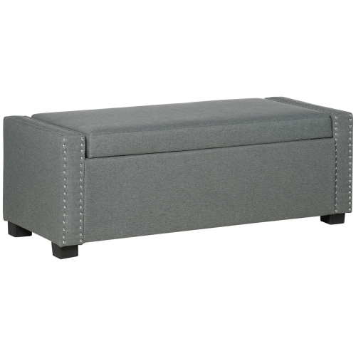 Pouf de rangement recouvert en tissu avec dessus rabattable de HOMCOM pour chambre à coucher, salon, gris pâle