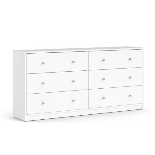Pemberly Row Contemporary 6 Drawer Double Dresser in White