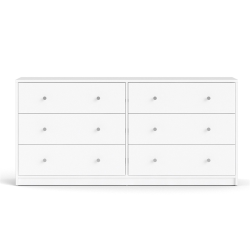 Pemberly Row Contemporary 6 Drawer Double Dresser in White