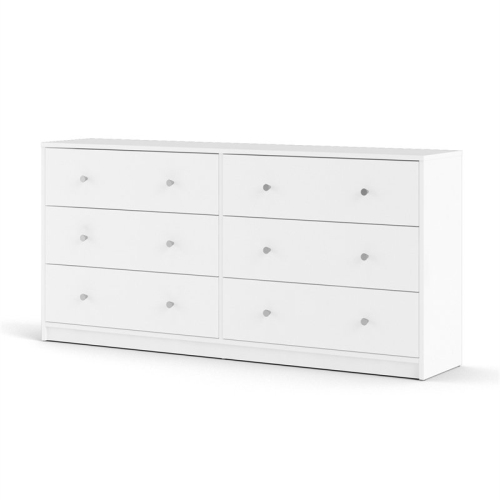 Pemberly Row Contemporary 6 Drawer Double Dresser in White
