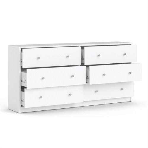 Pemberly Row Contemporary 6 Drawer Double Dresser in White