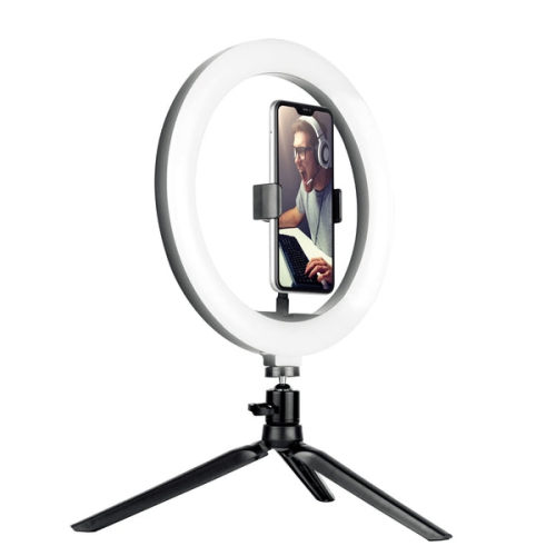 CJ Tech 10-In Selfie Ring Light with Bluetooth Shutter and Tripod - Black