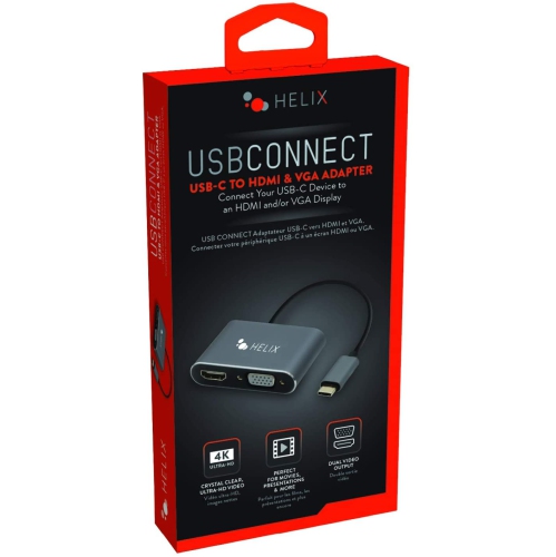 Open Box - Helix ETHADPCHV USB-C to HDMI/VGA Adapter