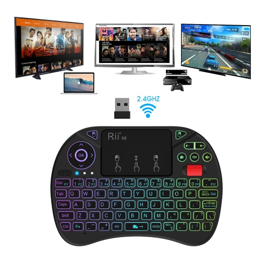 (New Backlit)Rii i8X Wireless Keyboard, Android TV Box Remote Keyboard, Touchpad Mini Keyboard, Scroll Button Keyboard,Handh