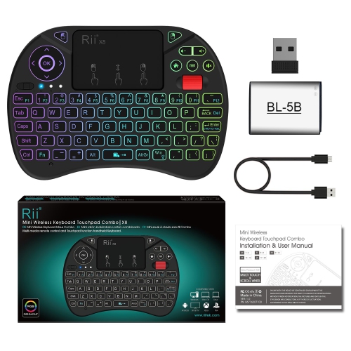 (New Backlit)Rii i8X Wireless Keyboard, Android TV Box Remote Keyboard, Touchpad Mini Keyboard, Scroll Button Keyboard,Handh
